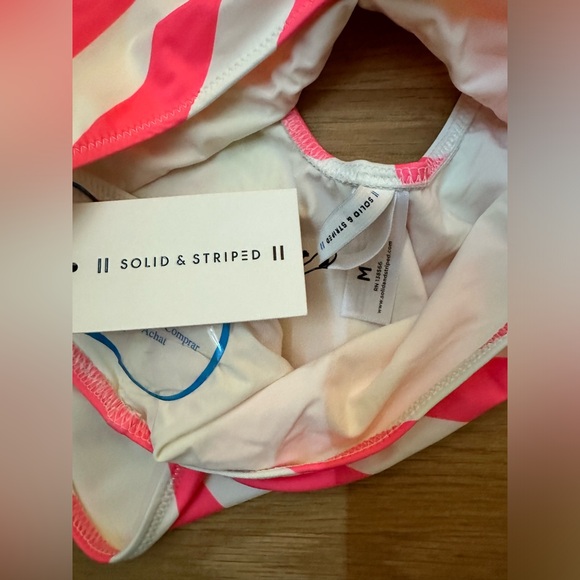 Solid & Striped Anne Marie one piece bathing suit Medium pink and white stripe - Picture 4 of 5